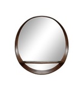 Buy Pear Finish Modern Round Mirror with Shelf at In Style Furniture Gallery - Furniture Store in Mississauga
