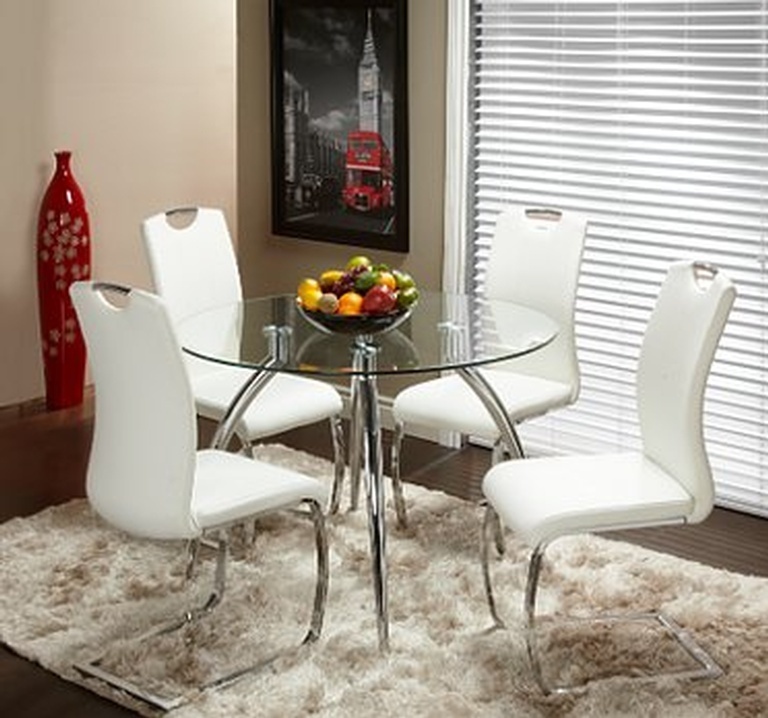 Buy Glass Top Dining Table with White Chairs Modern Furniture Vaughan - Custom Made Furniture In Style Furniture Gallery