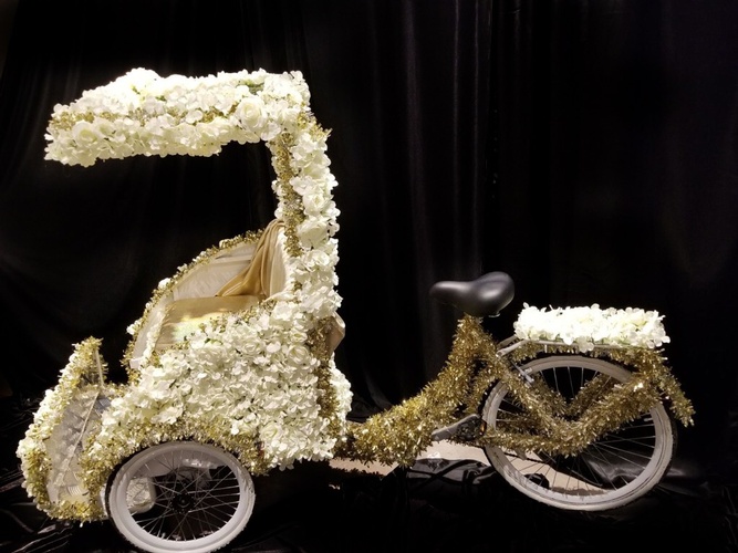 Front Seat Tricycle Decorated with Flowers - Event Decor Vaughan by OMG DECOR