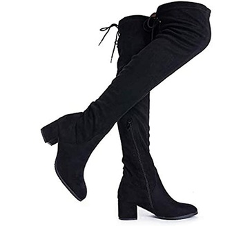 DREAM PAIRS WOMEN'S LAURENCE OVER THE KNEE THIGH HIGH CHUNKY HEEL BOOTS