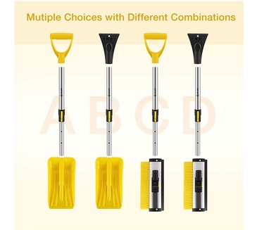 ISILER EXTENDABLE FOUR IN ONE SNOW REMOVAL KIT WITH SNOW SHOVEL, ICE SCRAPER, SNOW BRUSH AND SQUEEGE