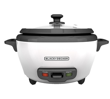 BLACK+DECKER 2-IN-1 RICE COOKER AND FOOD STEAMER, 6 CUP (3 CUP UNCOOKED), WHITE, RC506C