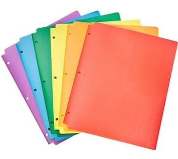 AMAZONBASICS PLASTIC 3 HOLE PUNCH FOLDERS WITH 2 POCKETS, MULTICOLOR PACK OF 6