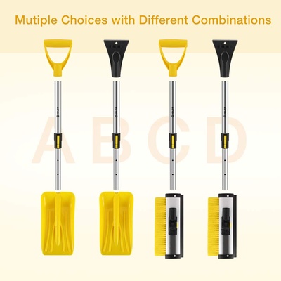 iSiLER Extendable Four in One Snow Removal Kit with Snow Shovel, Ice Scraper, Snow Brush and Squeege