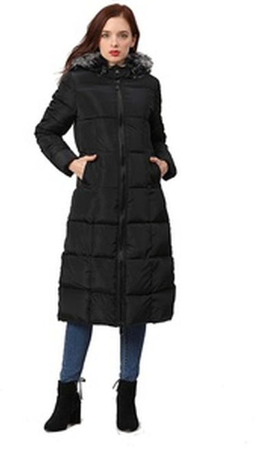 Women Winter Thickened Long Coat White Black Jacket Maxi
