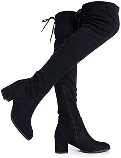 DREAM PAIRS Women's Laurence Over The Knee Thigh High Chunky Heel Boots