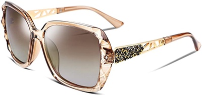 FEISEDY Women Trendy Polarized Sunglasses Oversized Sparkling Crystal Frame B2289