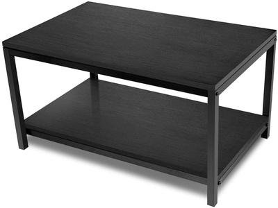 YSSOA Home Coffee Table with Storage Shelf for Living Room and Office, Easy Assembly, Black
