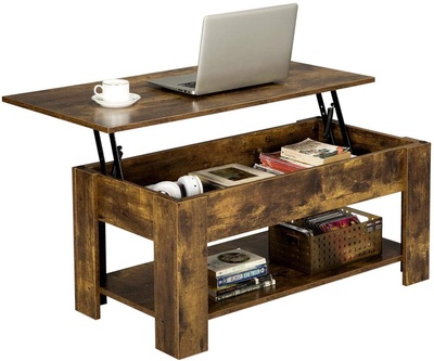 Yaheetech Rustic Lift Top Coffee Table w/Hidden Compartment & Storage Space