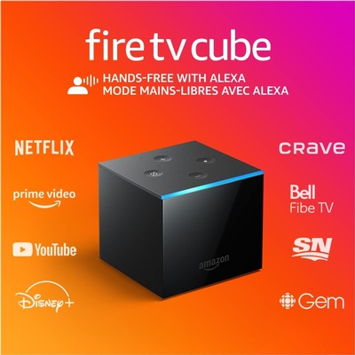 Fire TV Cube, Hands-free streaming device with Alexa, 4K Ultra HD, includes latest Alexa Voice Remot