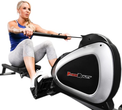Fitness Reality Magnetic Rowing Machine with Bluetooth Workout Tracking Built-in