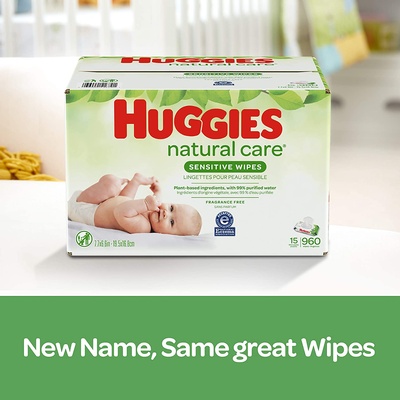 Baby Wipes, Huggies Natural Care Sensitive, UNSCENTED, Hypoallergenic, 6 Refill Packs, 1008 Count
