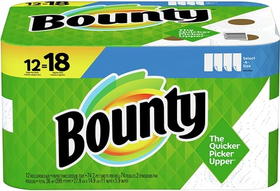 Bounty Select-A-Size Paper Towels, White, 12 Single Plus Rolls = 18 Regular Rolls