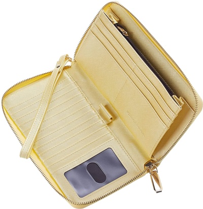 Chelmon Large Capacity Womens Wallet Leather RFID Blocking Purse Credit Card Clutch(CH Gold Yellow)