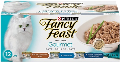 Fancy Feast Wet Cat Food, Gourmet Variety Pack 85 g Cans (12 pack)
