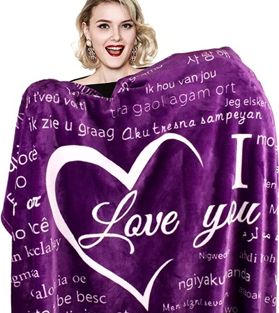 Valentines Day Gift Blanket Gifts for Girlfriend Mom Women 100 Languages I Love You Throw Blanket 80