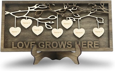 Gifts for Mom Jewelstruck Personalized 2-9 Names Family Sign Custom Name Wooden Family