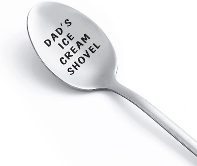 Gifts for Dad Ice Cream Spoon Scoop for Ice Cream Lovers, Funny Engraved Stainless Steel Spoon Shove