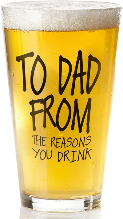 Fathers Day Glass Gift for Dad Grandpa Men,16oz Funny Glass Dad Birthday Gifts Stepdad from Daughter