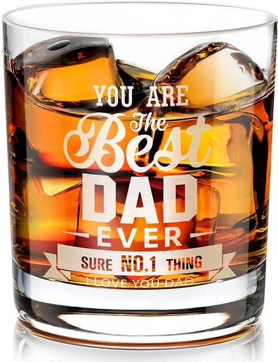 Kollea Gifts for Dad, Best Dad Ever Lowball Rocks Whiskey Glass 10 Oz, Funny Gag Gifts for Father' D