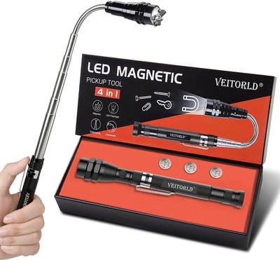 VEITORLD LED Telescoping Magnetic Pickup Tools, Gifts for Men Dad Husband Him from Daughter Son, Uni