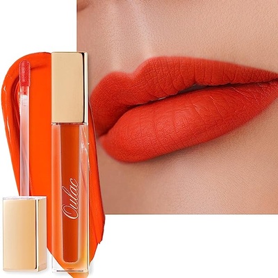 Oulac Kissproof Liquid Matte Lipstick, Orange Long Lasting Lipsticks for Women, High-Pigmented