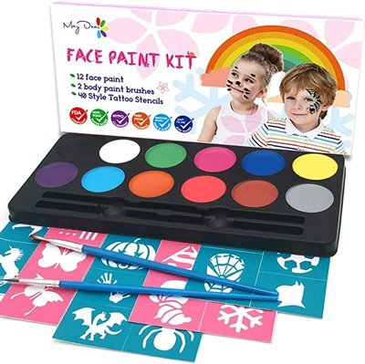 Maydear Face Painting Kit for Kids with 12 Colors Safe and Non-Toxic Large Water Based Face Paint