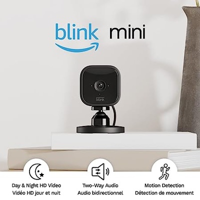 Blink Mini – Compact indoor plug-in smart security camera, 1080p HD video