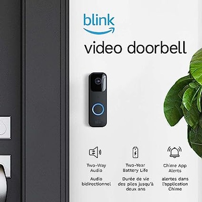 Blink Video Doorbell (Black) + Mini Camera (Black) with Sync Module 2