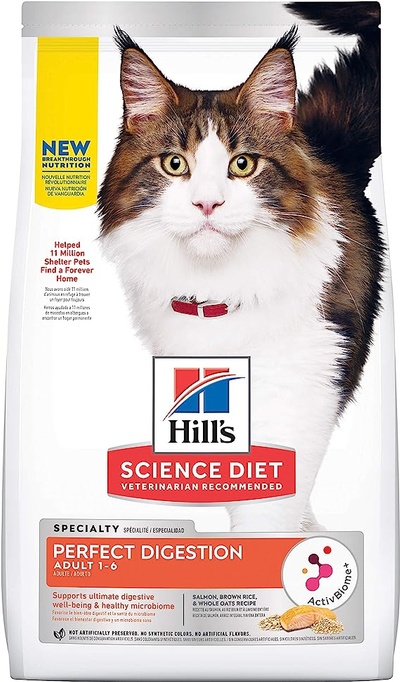 Hill's Pet Nutrition Science Diet Adult Cat Dry Food Perfect Digestion Salmon, Oats, & Rice