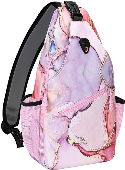MOSISO Sling Backpack, Multipurpose Travel Hiking Daypack Crossbody Shoulder Bag Marble MO-MBH216