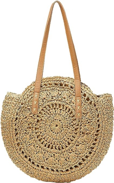 Straw Handbags Women Handwoven Round Corn Straw Bags Natural Chic Hand Large Summer Beach Tote Woven