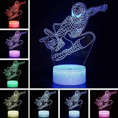 Superhero 3D Night Light, 16 Colors Changing LED Night Lamp with Remote and Touch Control