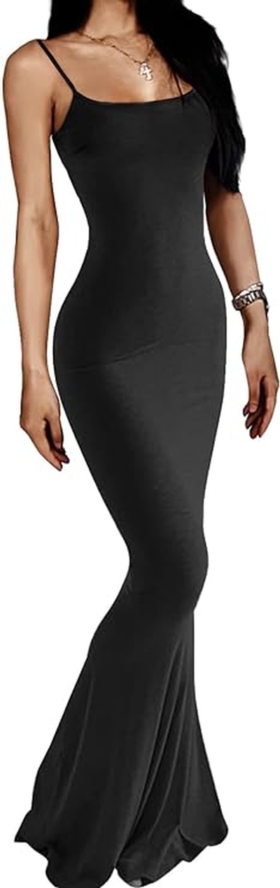 AnotherChill Women's Casual Lounge Slip Long Dress Sexy Sleeveless Backless Bodycon Maxi Dresses 202