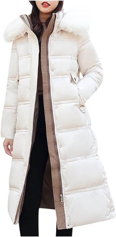 Women's Winter Thicken Puffer Coat Warm Quilted Jackets Fashion Tunic Long Windproof Jacket with Fau