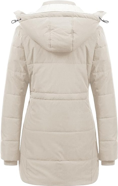 CREATMO US Women's Thicken Sherpa Winter Coat Puffy Warm Snow Jacket With Removable Hood