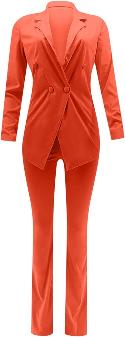 Women's 2 Piece Outfits Suits Ladies Business Blazer and Long Pants Set Elegant Slim Fit Dressy Comf
