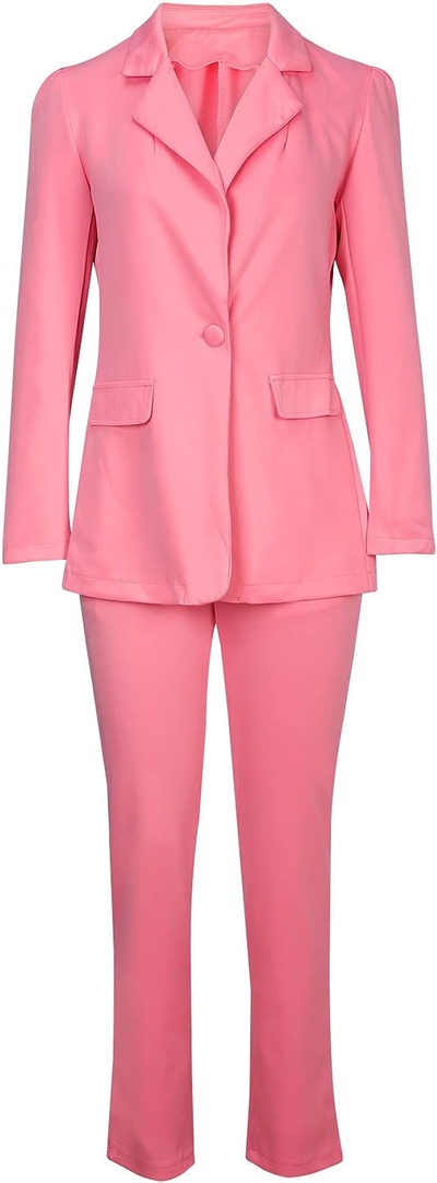 Sinzelimin Women Blazer Coat and Suit Pants 2PC Suit Fashion Solid Long Sleeve Slim Fit Jacket & Tro