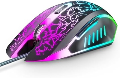 VersionTECH. Gaming Mouse Ergonomic Wired Computer Mouse with 7 Colors LED Backlight, 4 DPI Settings