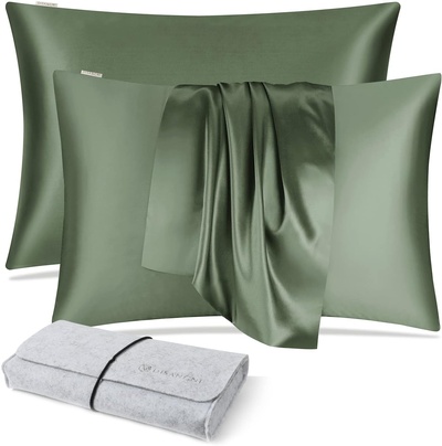 DISANGNI 100% Silk Pillow Cases 2 Packfor Hair and Skin,with Hidden Zipper 22 Momme Both Sides