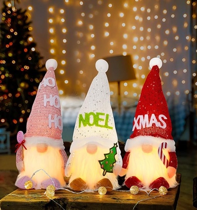 3pcs Lighted Christmas Gnomes Plush, Christmas Decorations Indoor