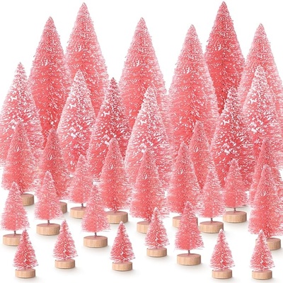 Suzile 30 Pcs Mini Christmas Trees Miniature Artificial Xmas Tree Bottle Brush Trees
