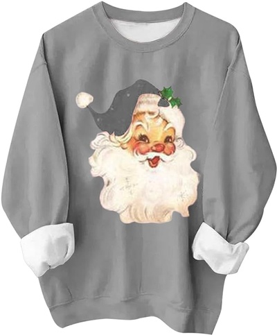 Eiyaclvo Christmas Sweatshirt for Women, Cute Christmas Print,Casual Long Sleeve Shirts Tops