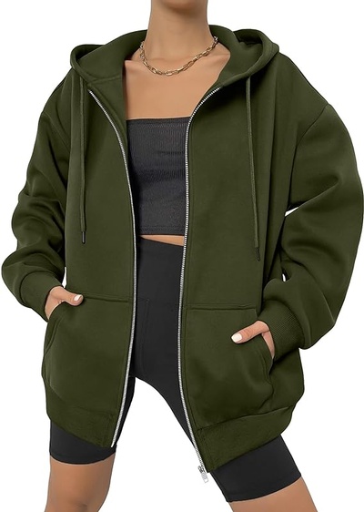 Zeagoo Women's Oversized Zip Up Hoodies Fleece Jacket Casual 2023