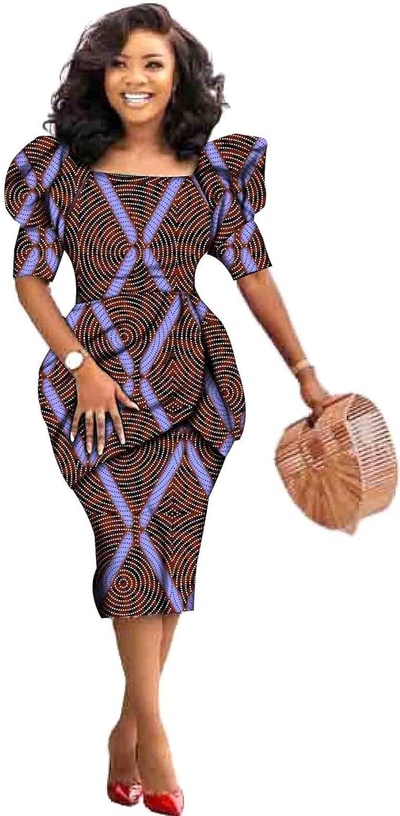 RealWax African Sexy Slim Dresses for Women Ankara Print Clothing Casual Dashiki Wear Floral Party G