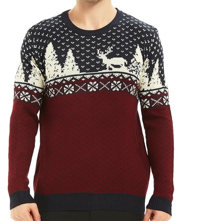 v28 Men's Christmas Reindeer Snowman Penguin Santa and Snowflakes Sweater