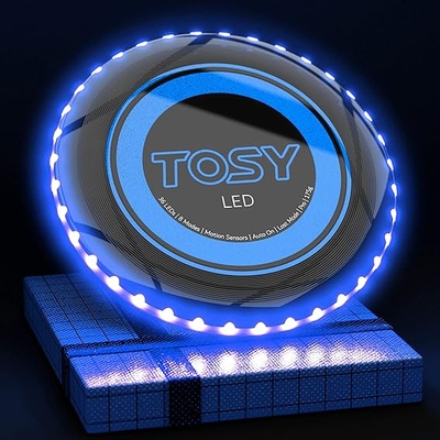 TOSY 36 and 360 LEDs Flying Disc - Extremely Bright, Smart Modes, Auto Light Up, Rechargeable