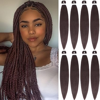 Leeven 8 Packs Pre Stretched Braiding Hair 30 Inch Yaki Texture Ombre Brading Hair Extensions 