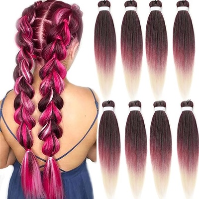 Pre-stretched Braiding Hair-8pcs/pack Ombre Black Blue Long 26Inch Jumbo Braiding Hair Extensions
