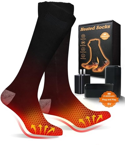 Heated Socks for Men Electric Women Heated Socks Rechargeable 5V /4000mAh, Washable Winter Heating 
